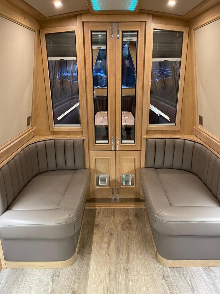 Narrowboat Saloon Seating and Interior Joinery by Midway Boats Group.