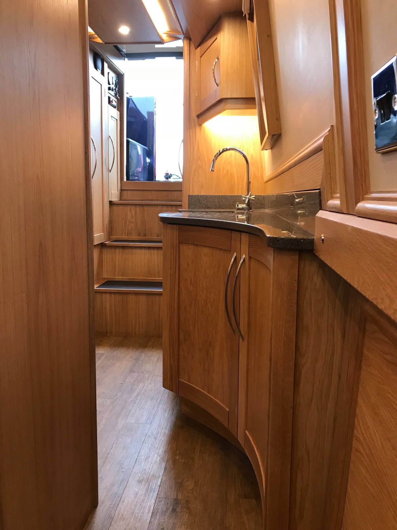 Bespoke Canal Boat Interior Woodwork Detail by Midway Boats Group.