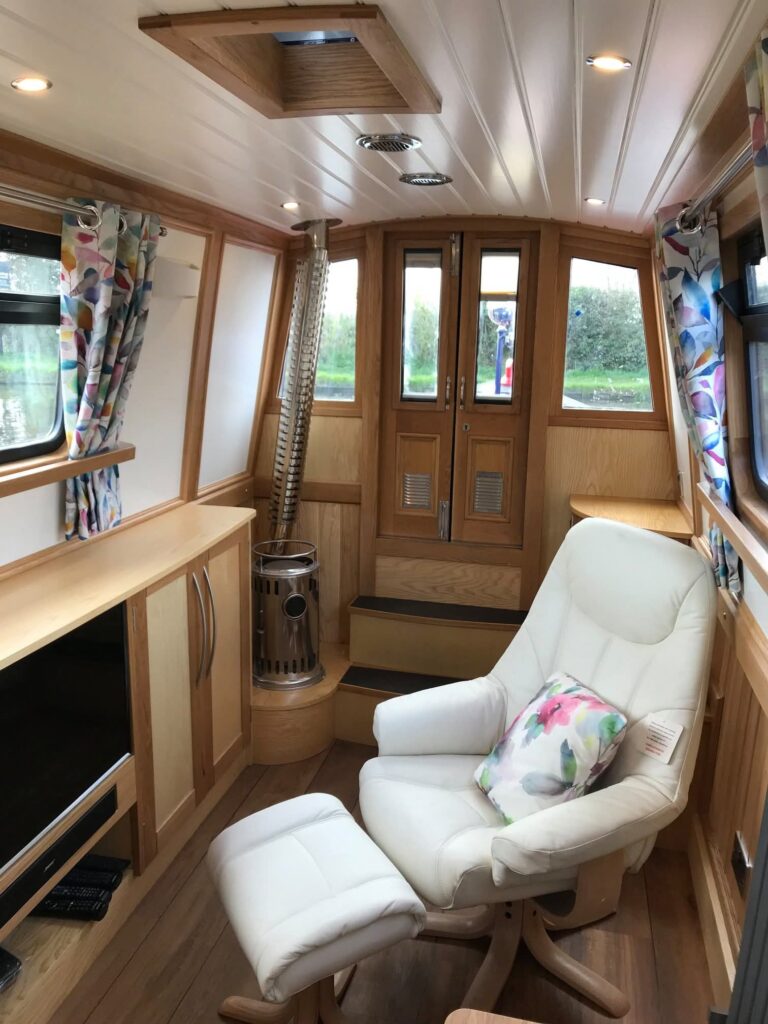 Narrowboat Saloon Seating and Interior Joinery by Midway Boats Group.