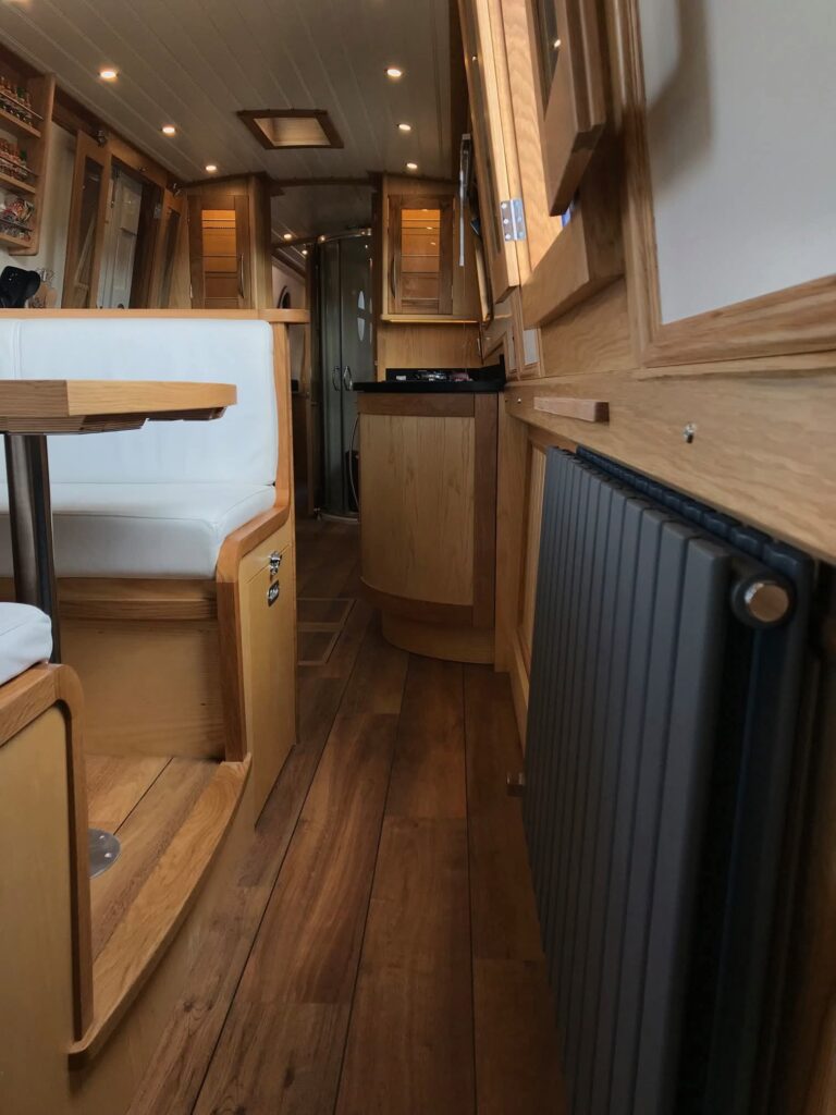 Bespoke Canal Boat Interior Woodwork Detail by Midway Boats Group.