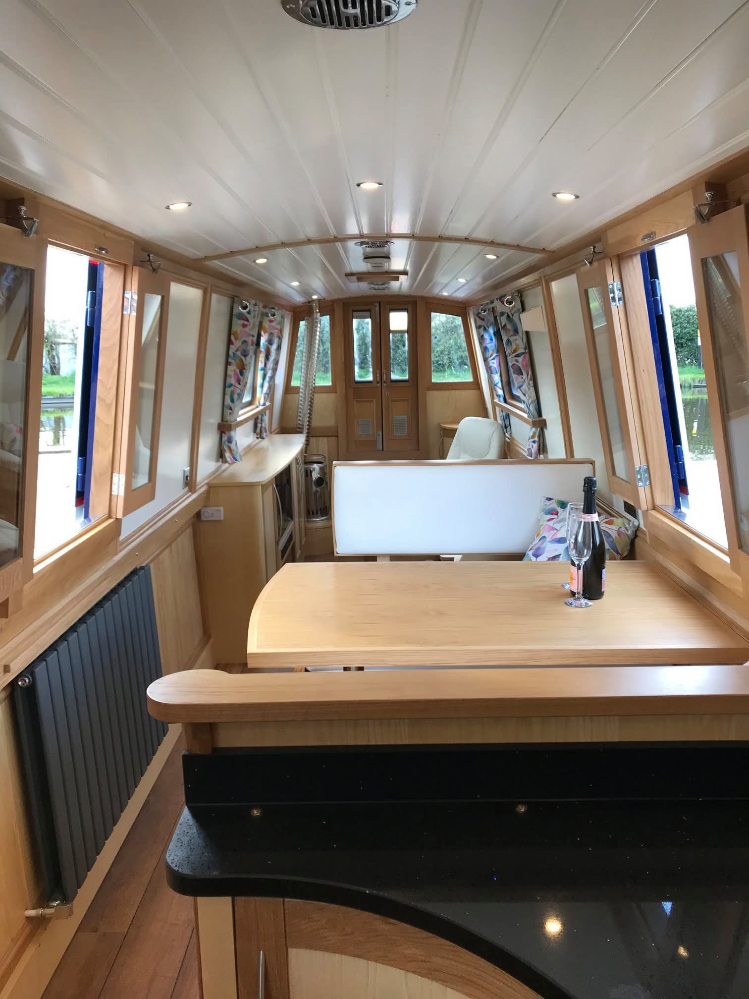 Narrowboat Saloon Seating and Interior Joinery by Midway Boats Group.