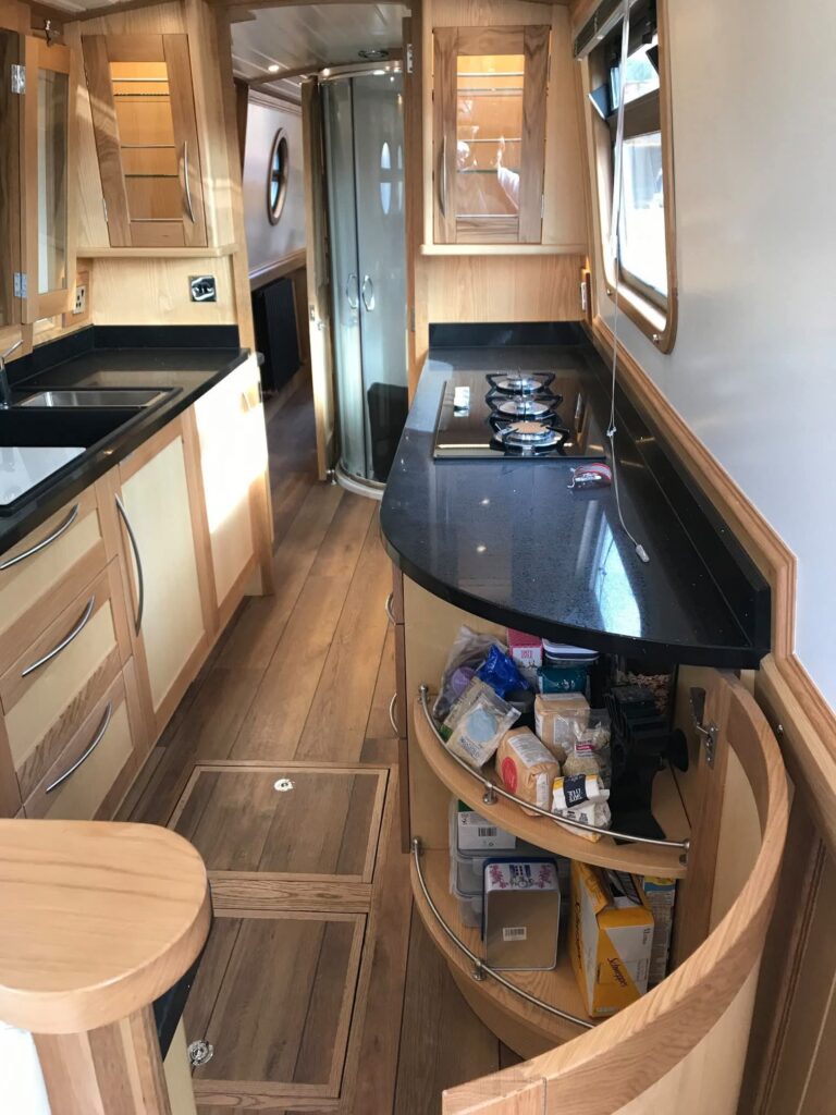 Narrowboat Galley Fit-Out and Storage by Midway Boats Group.