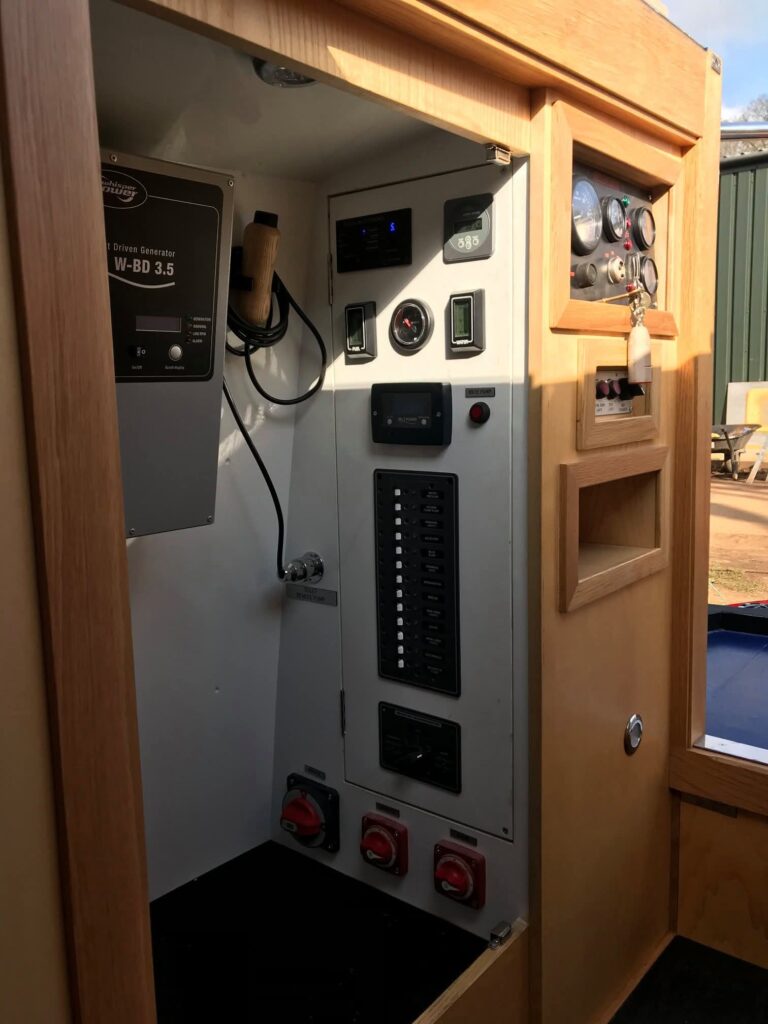 Narrowboat Electrical Control Panel and Systems by Midway Boats Group.