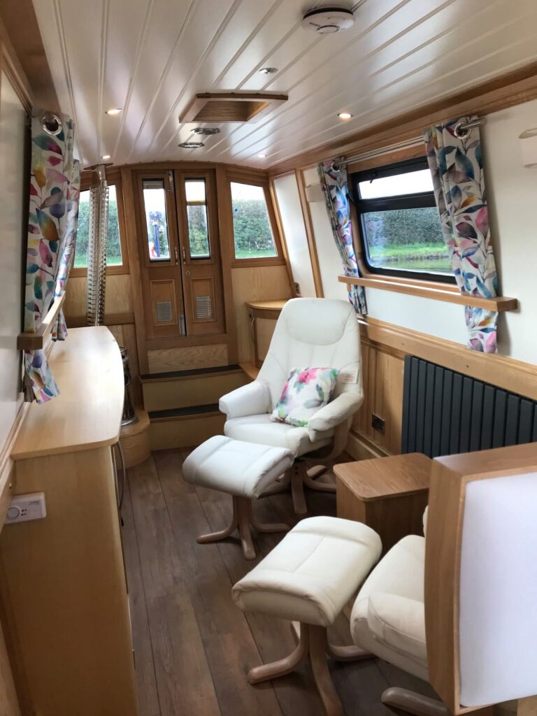 Narrowboat Saloon Seating and Interior Joinery by Midway Boats Group.