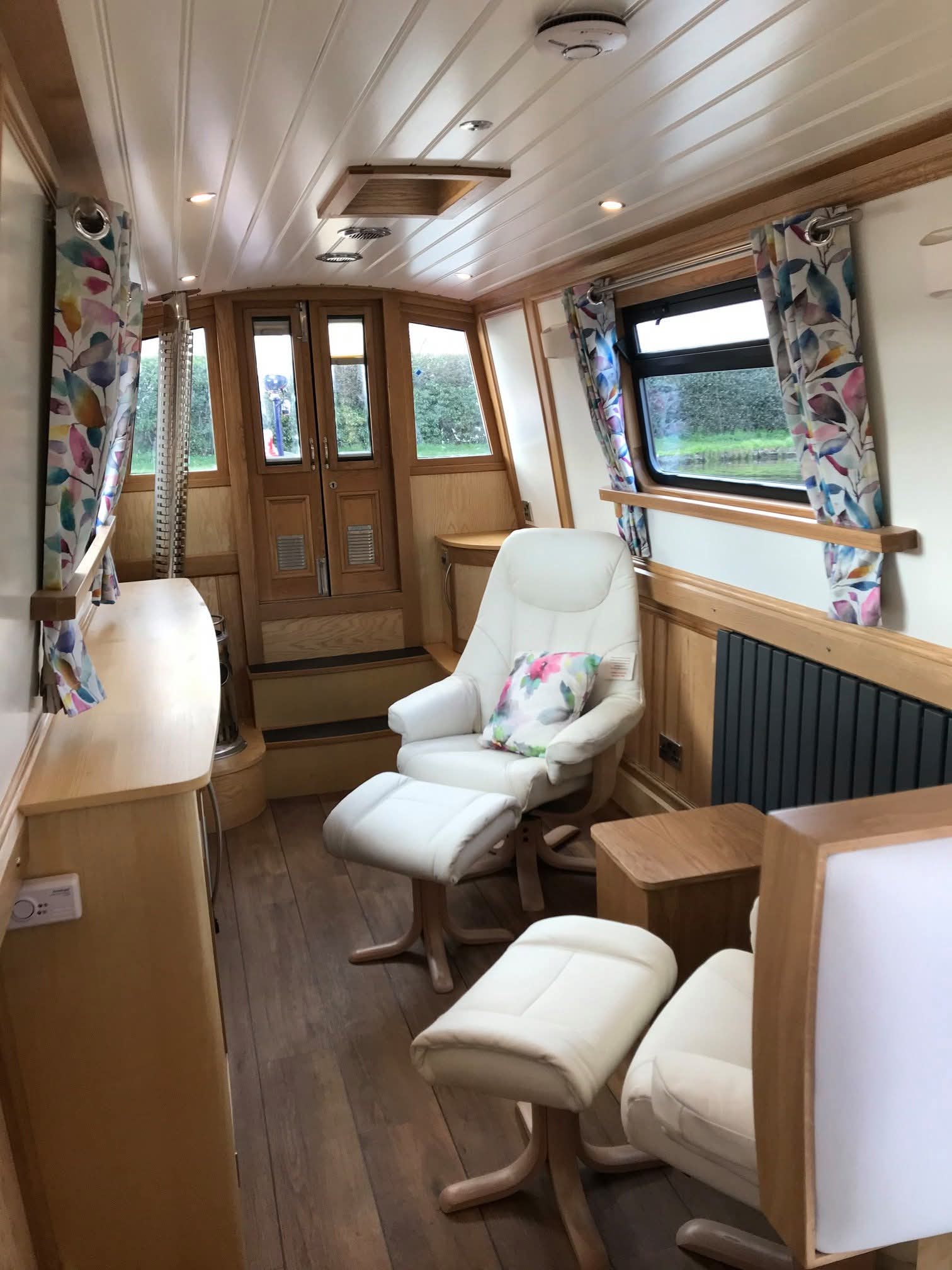 Narrowboat Saloon Seating and Interior Joinery by Midway Boats Group.