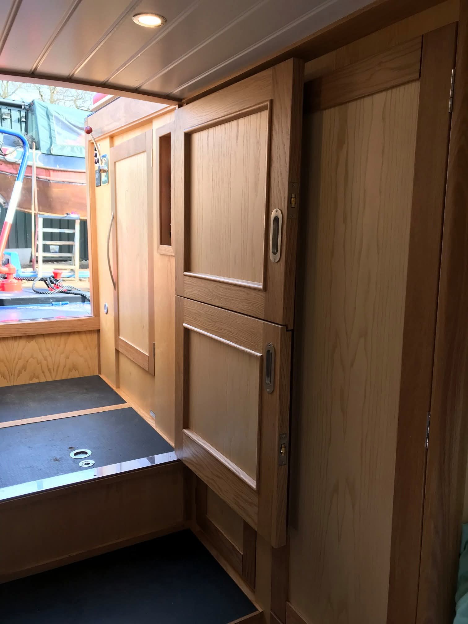 Bespoke Canal Boat Interior Woodwork Detail by Midway Boats Group.