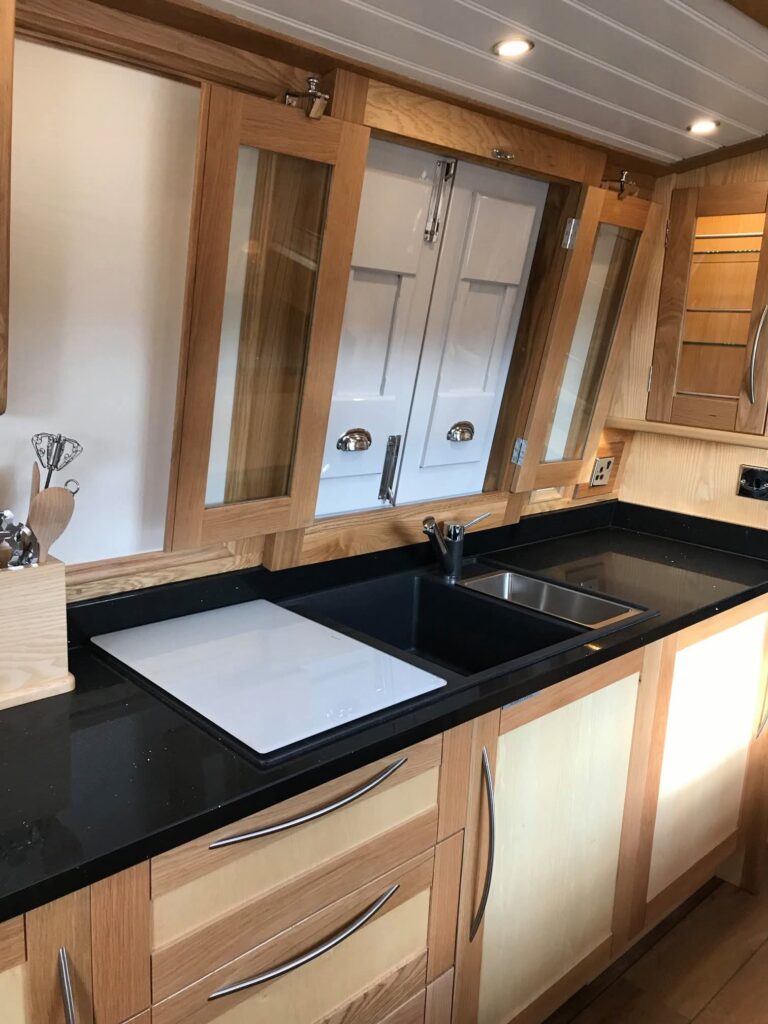 Narrowboat Galley Fit-Out and Storage by Midway Boats Group.