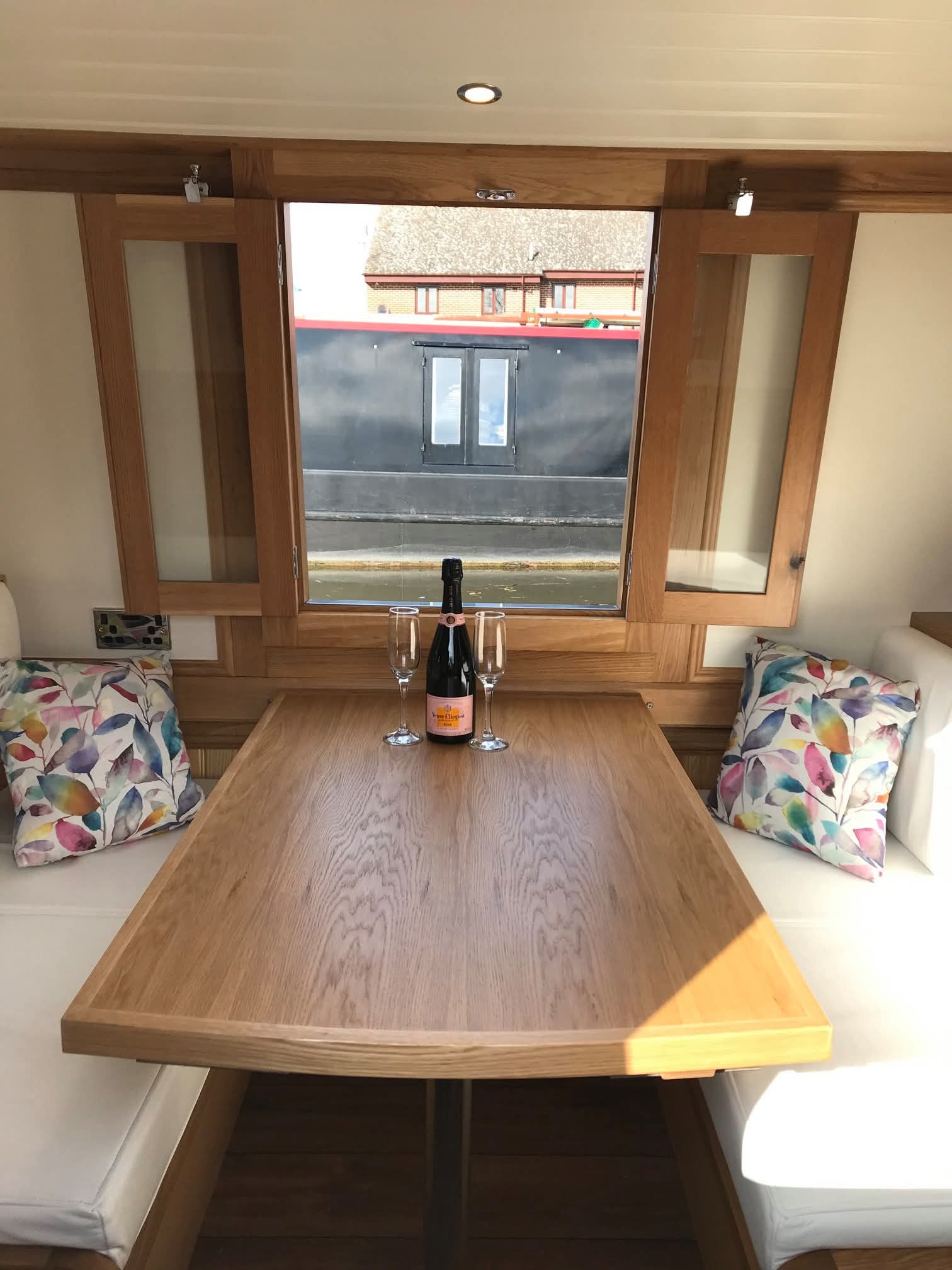 Narrowboat Saloon Seating and Interior Joinery by Midway Boats Group.