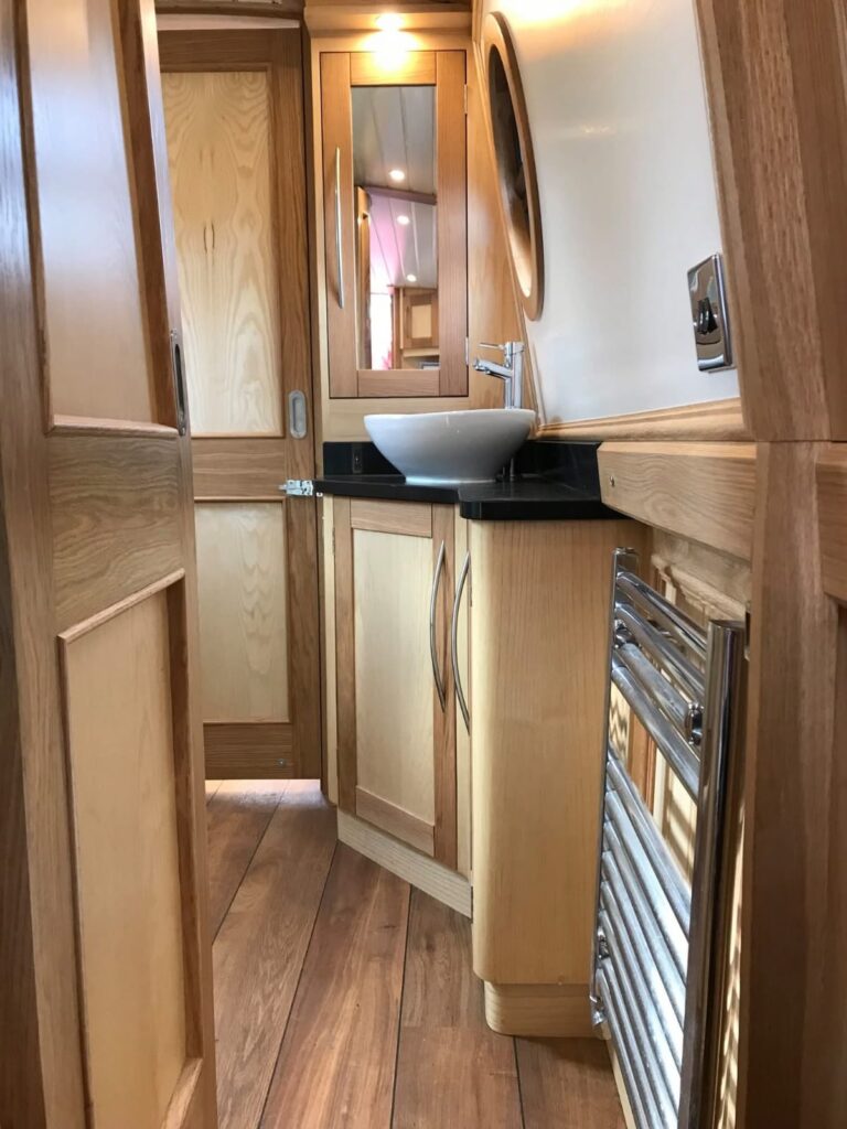 Bespoke Canal Boat Interior Woodwork Detail by Midway Boats Group.