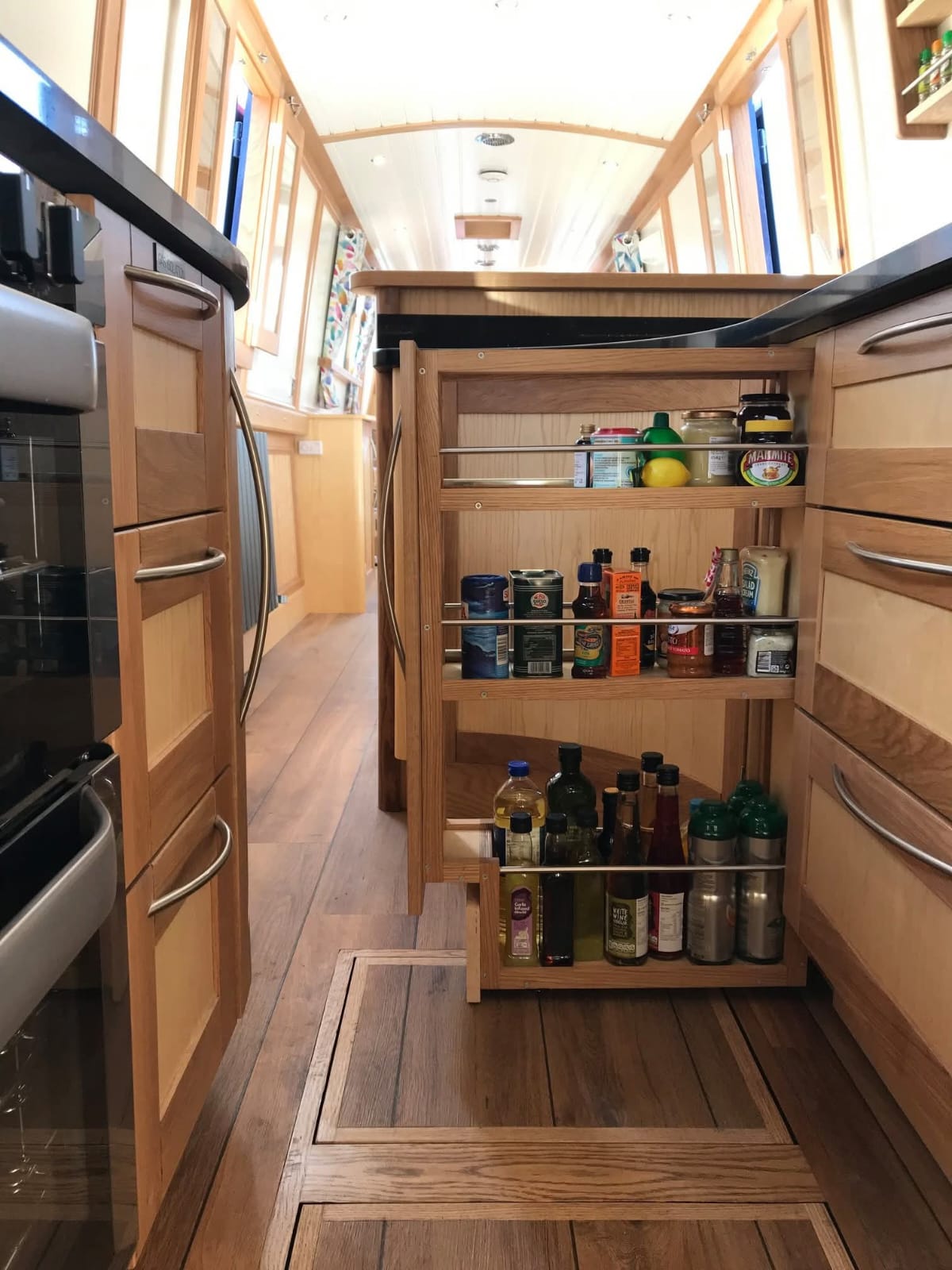 Bespoke Canal Boat Interior Woodwork Detail by Midway Boats Group.