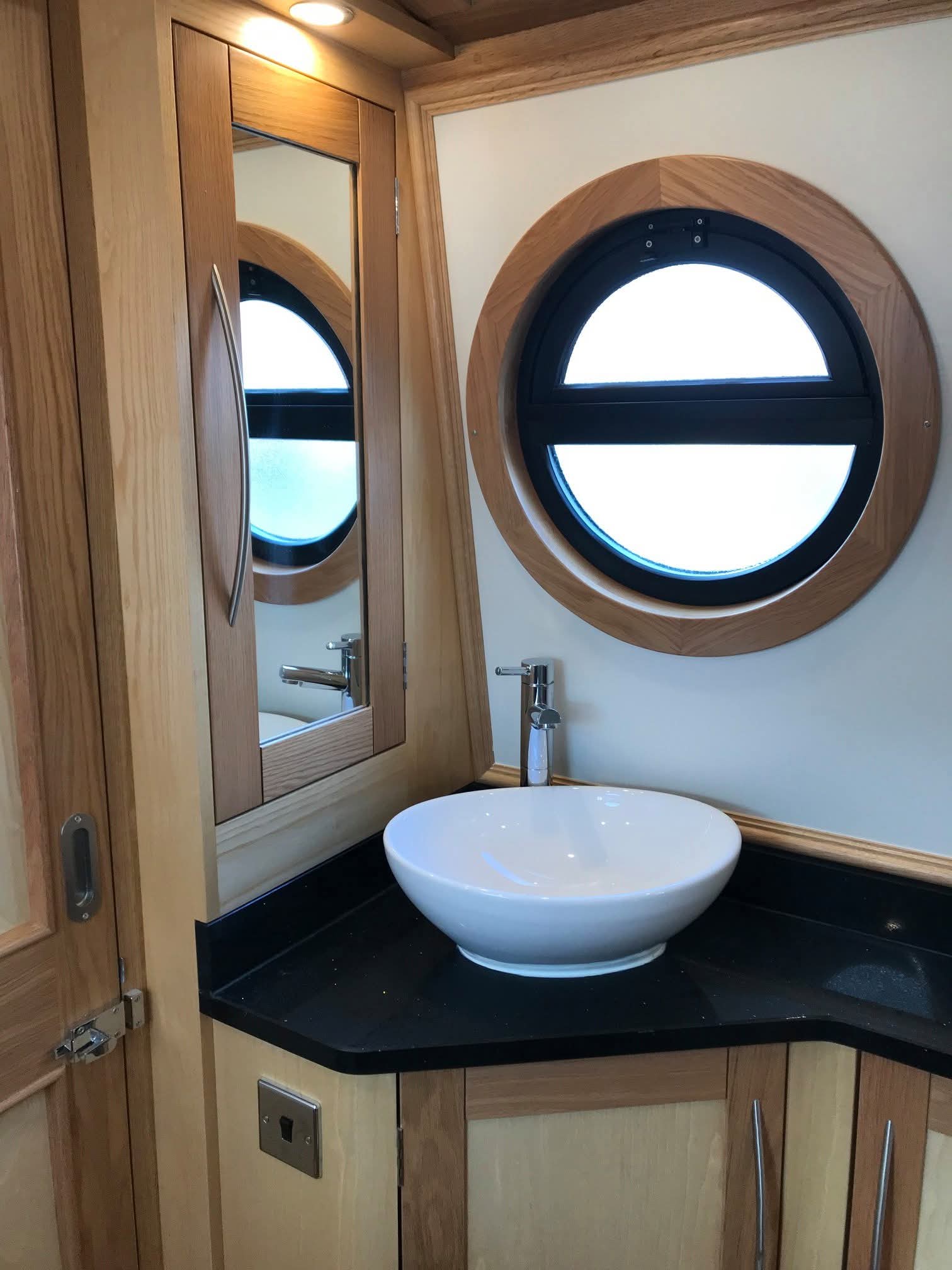 Narrowboat Bathroom Vanity and Interior Finish by Midway Boats Group.