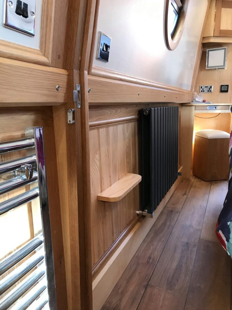 Bespoke Canal Boat Interior Woodwork Detail by Midway Boats Group.