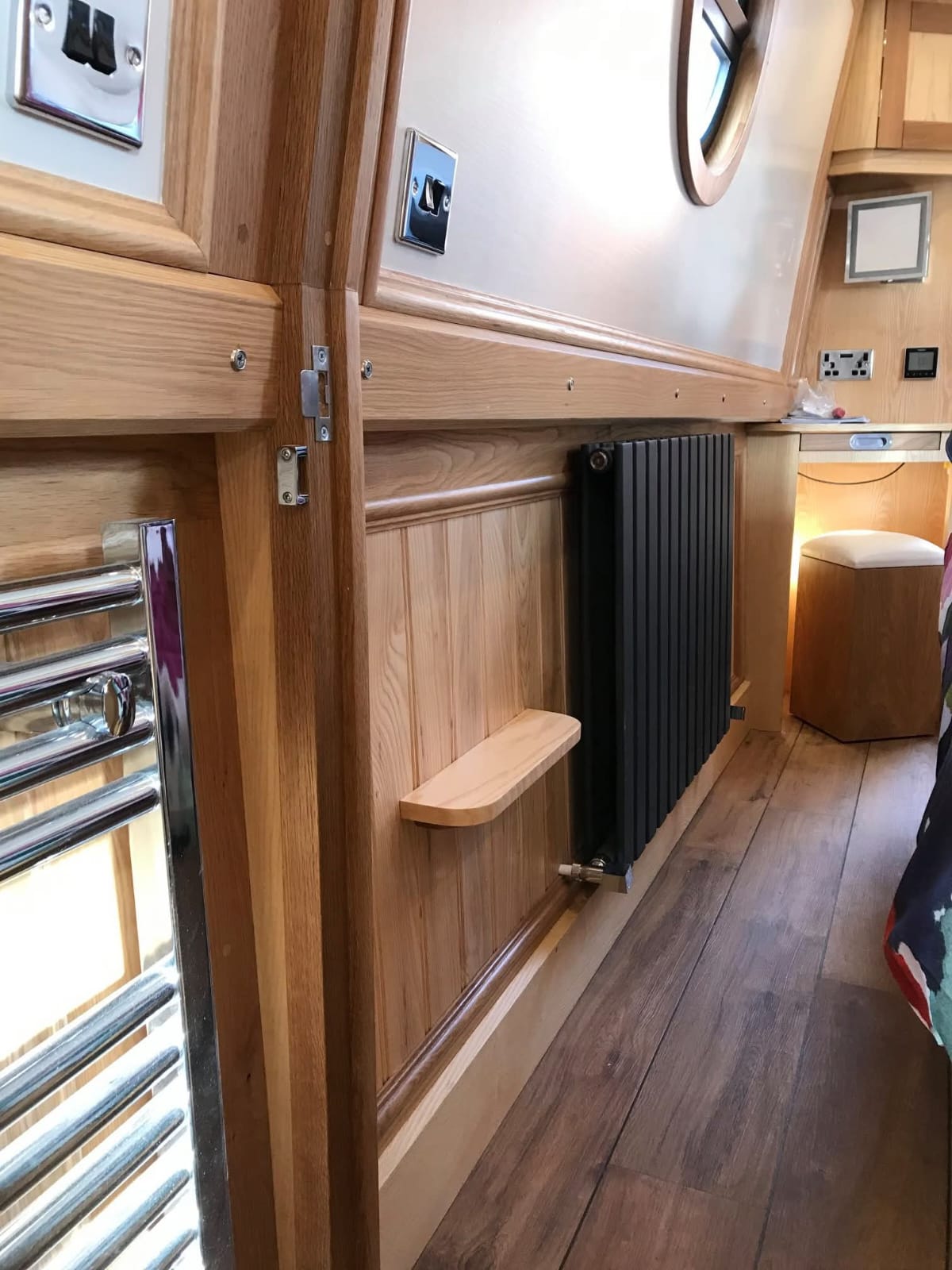 Bespoke Canal Boat Interior Woodwork Detail by Midway Boats Group.
