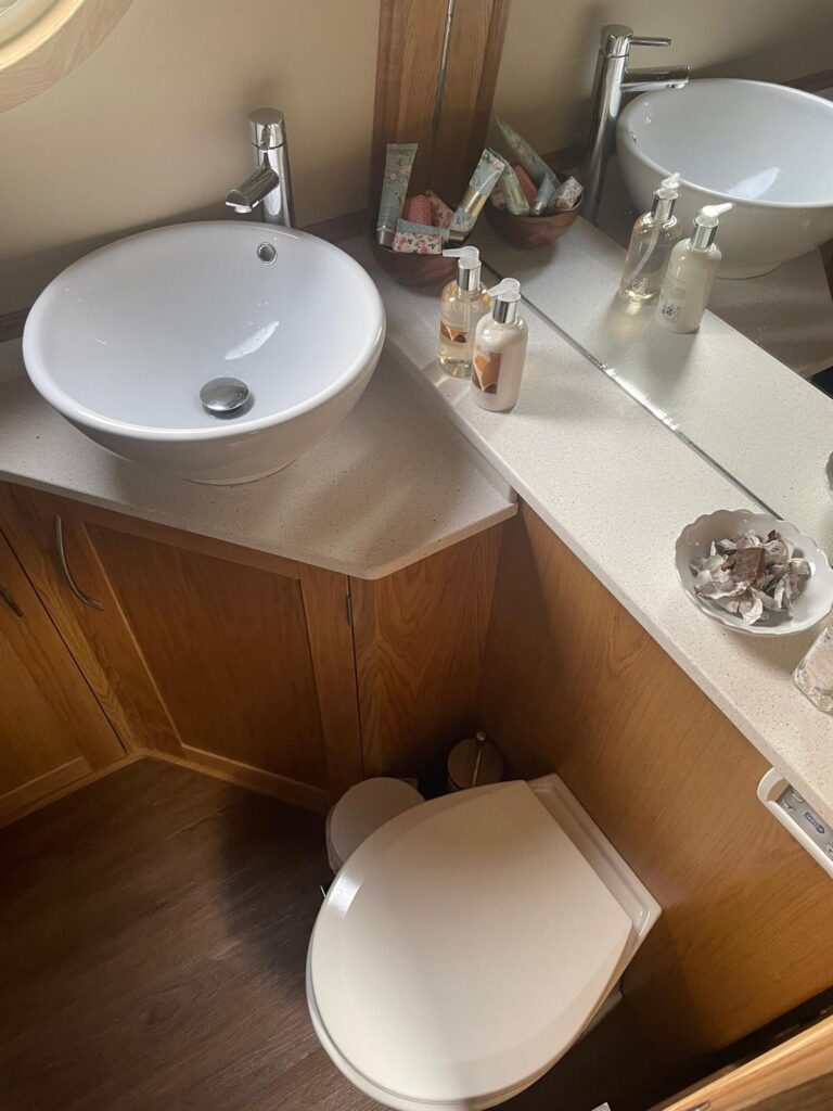 Narrowboat Bathroom Vanity and Interior Finish by Midway Boats Group.