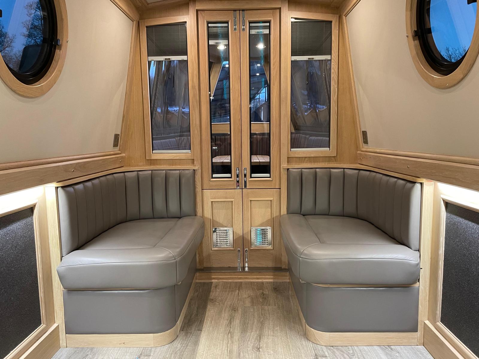 Narrowboat Saloon Seating and Interior Joinery by Midway Boats Group.