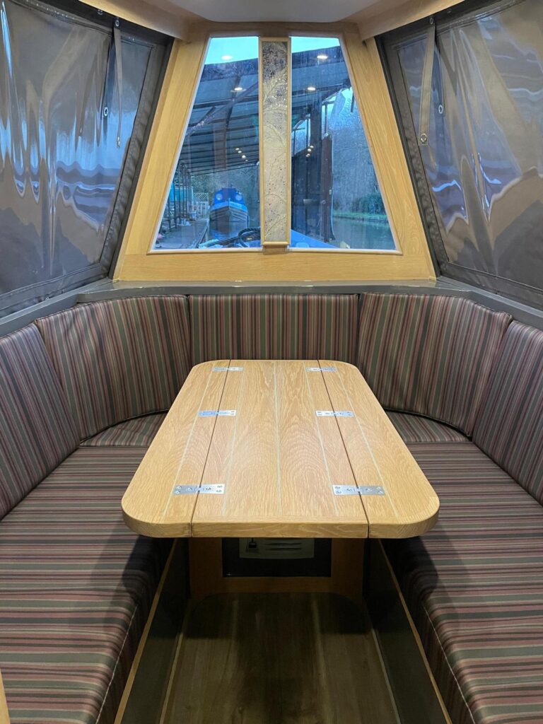 Narrowboat Saloon Seating and Interior Joinery by Midway Boats Group.