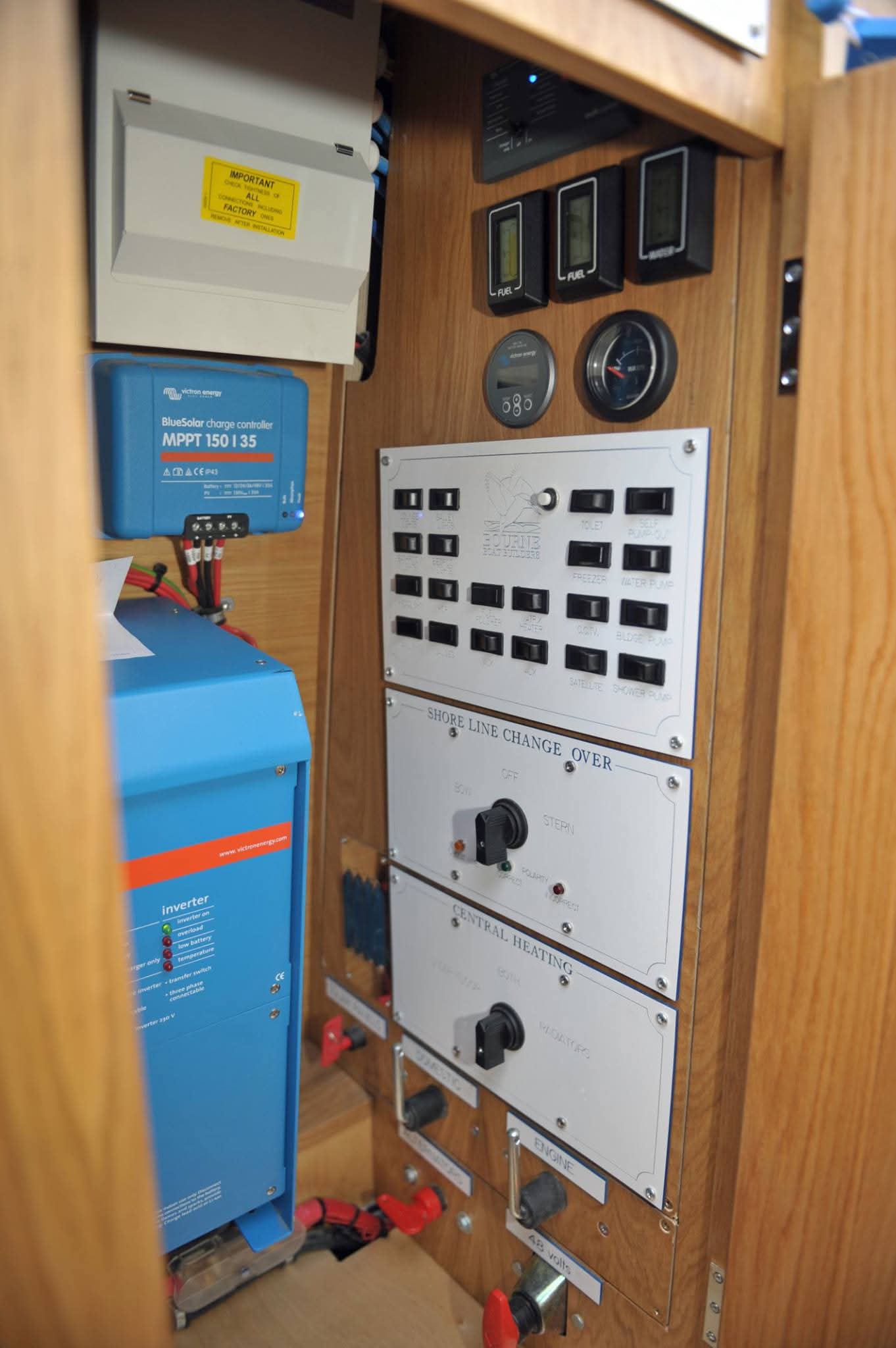 Narrowboat Electrical Control Panel and Systems by Midway Boats Group.