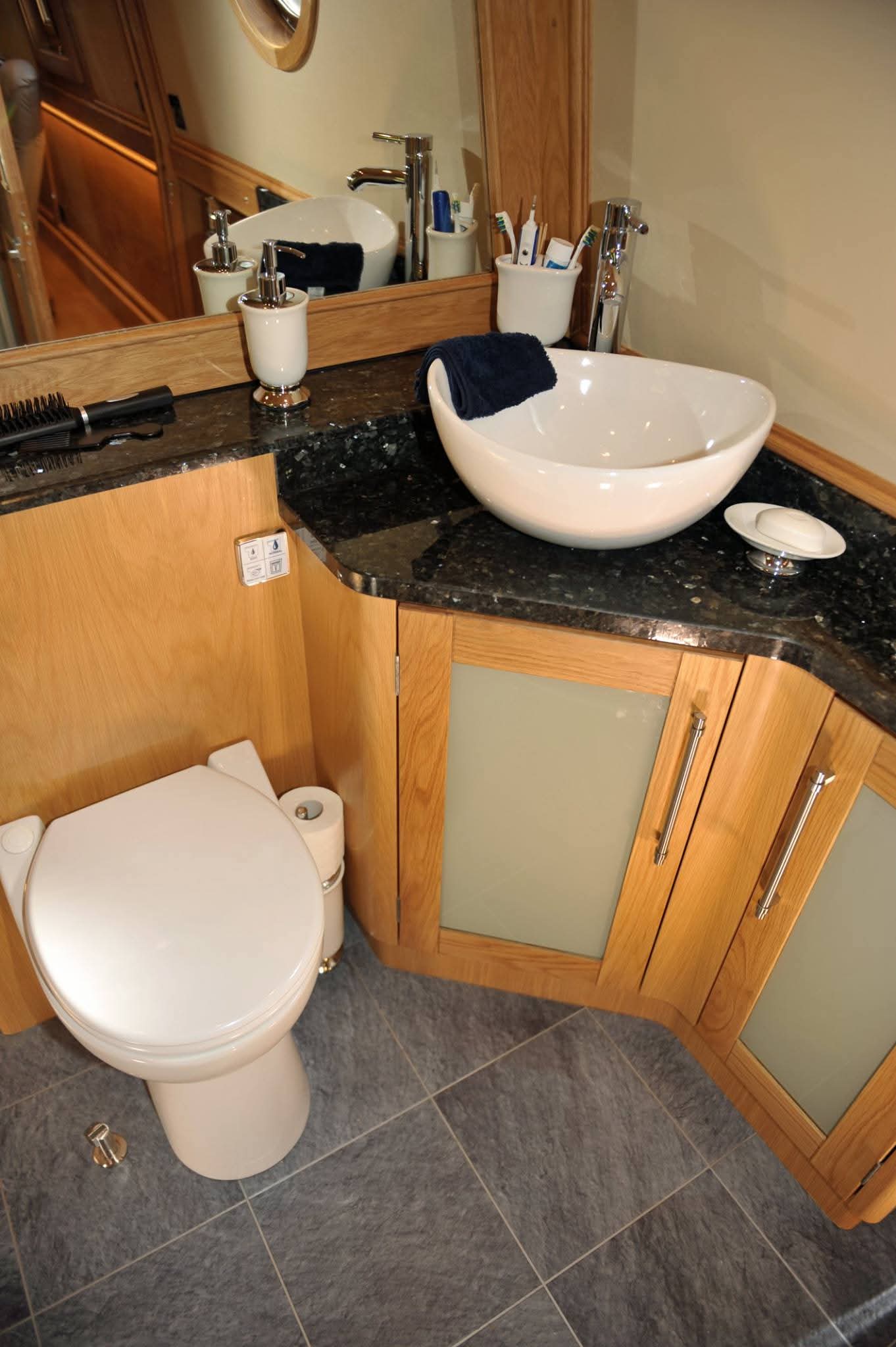 Narrowboat Bathroom Vanity and Interior Finish by Midway Boats Group.