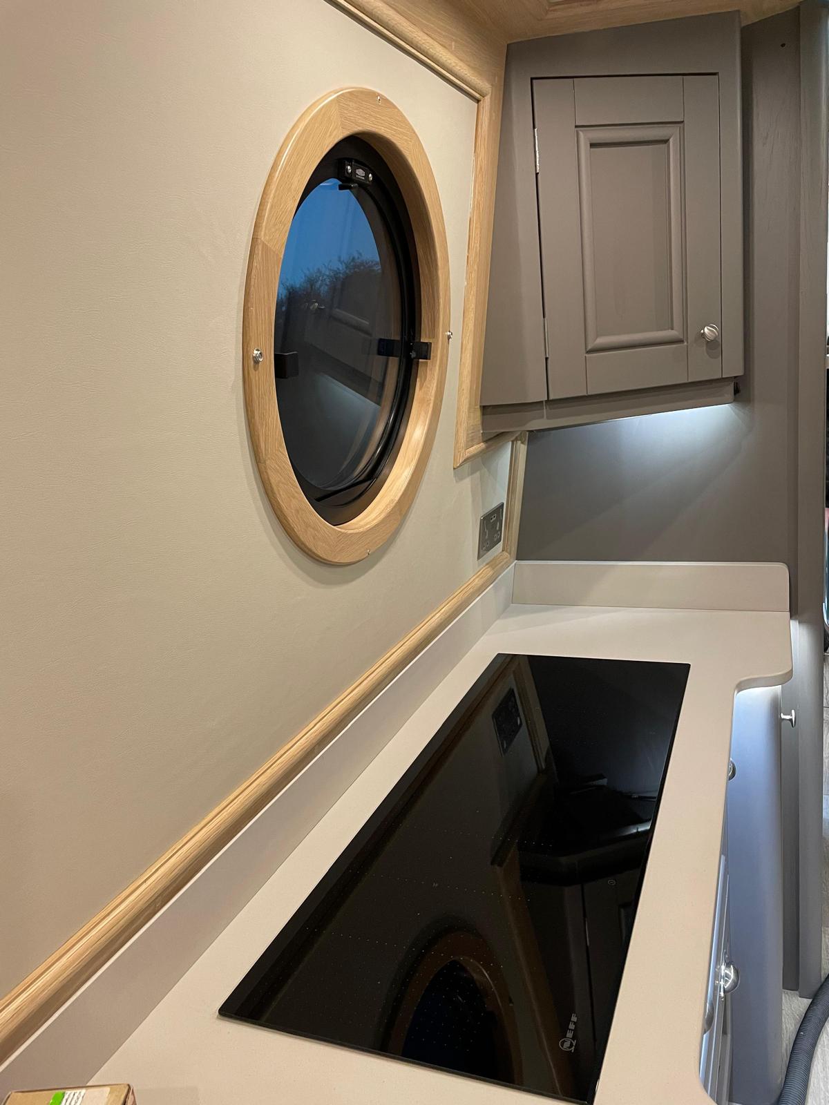 Bespoke Canal Boat Interior Woodwork Detail by Midway Boats Group.