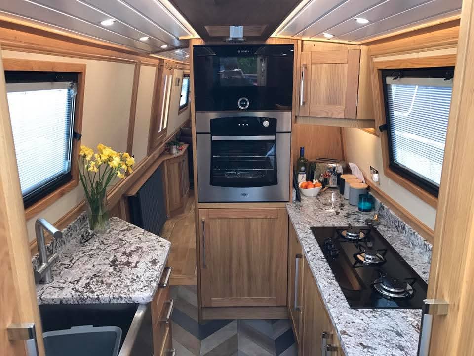 Narrowboat Saloon Seating and Interior Joinery by Midway Boats Group.