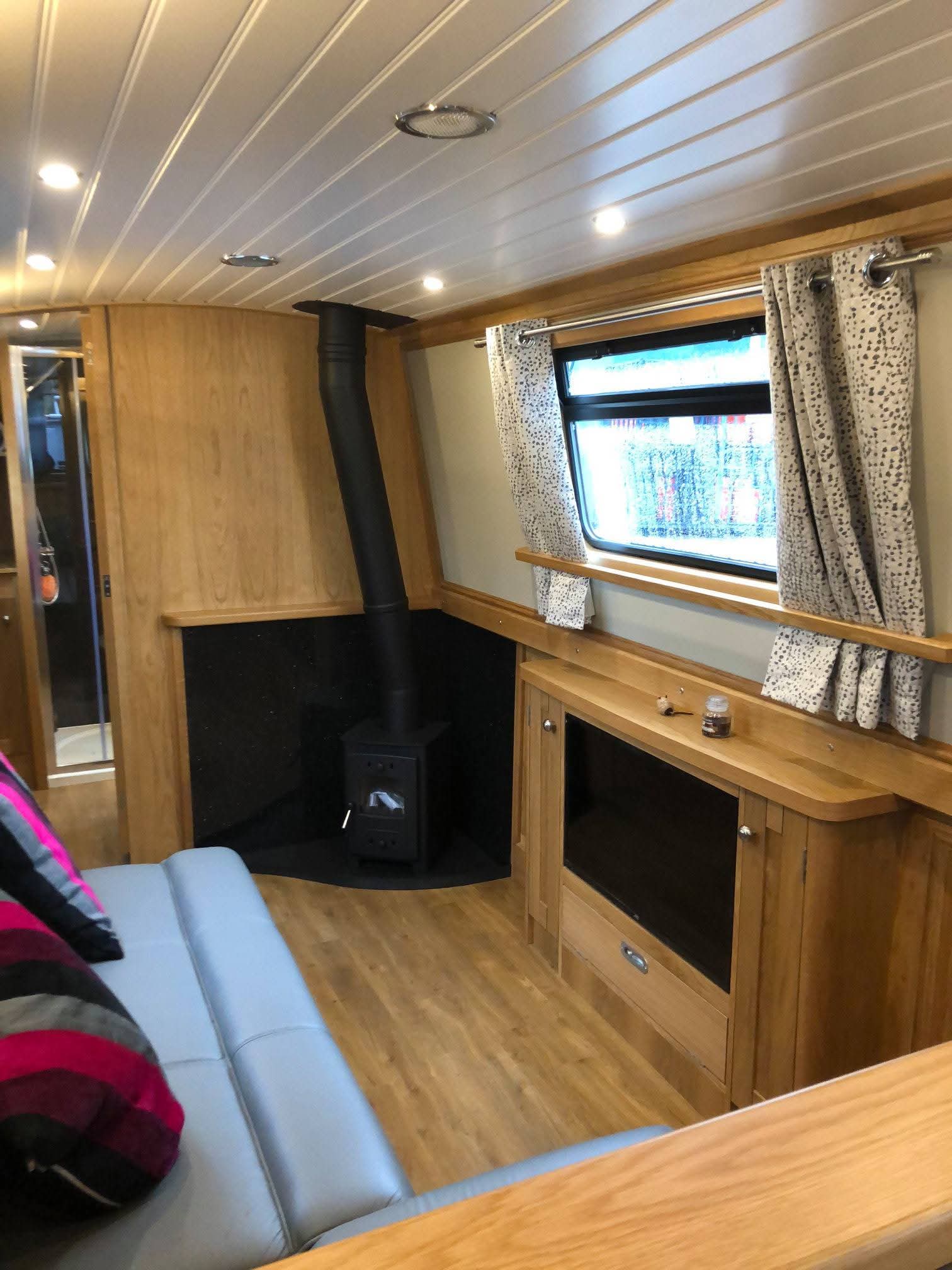 Narrowboat Saloon Seating and Interior Joinery by Midway Boats Group.