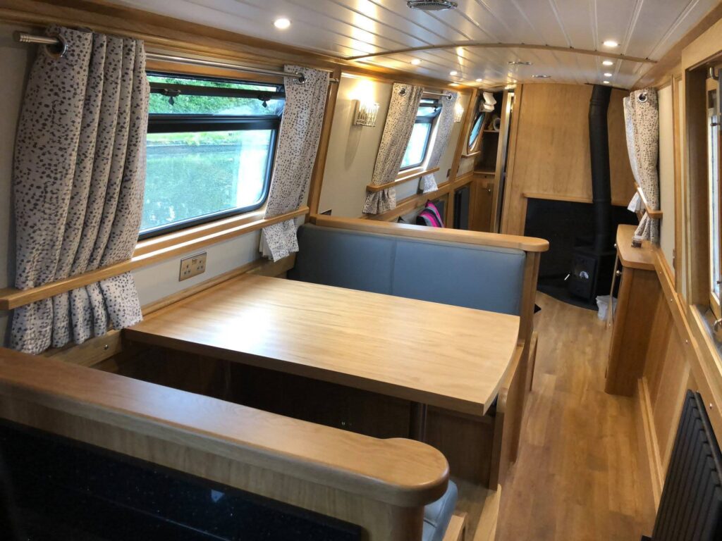 Narrowboat Saloon Seating and Interior Joinery by Midway Boats Group.