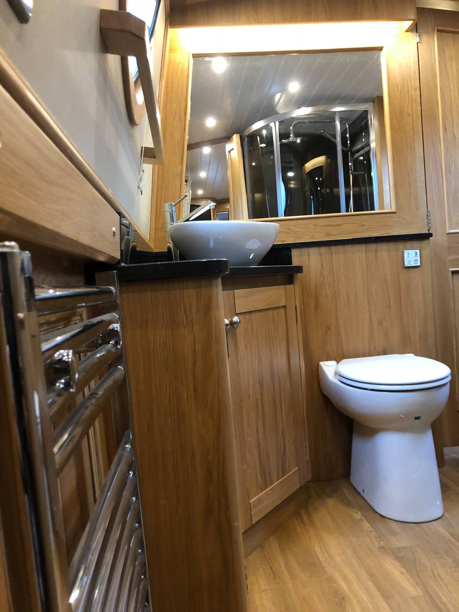 Narrowboat Bathroom Vanity and Interior Finish by Midway Boats Group.