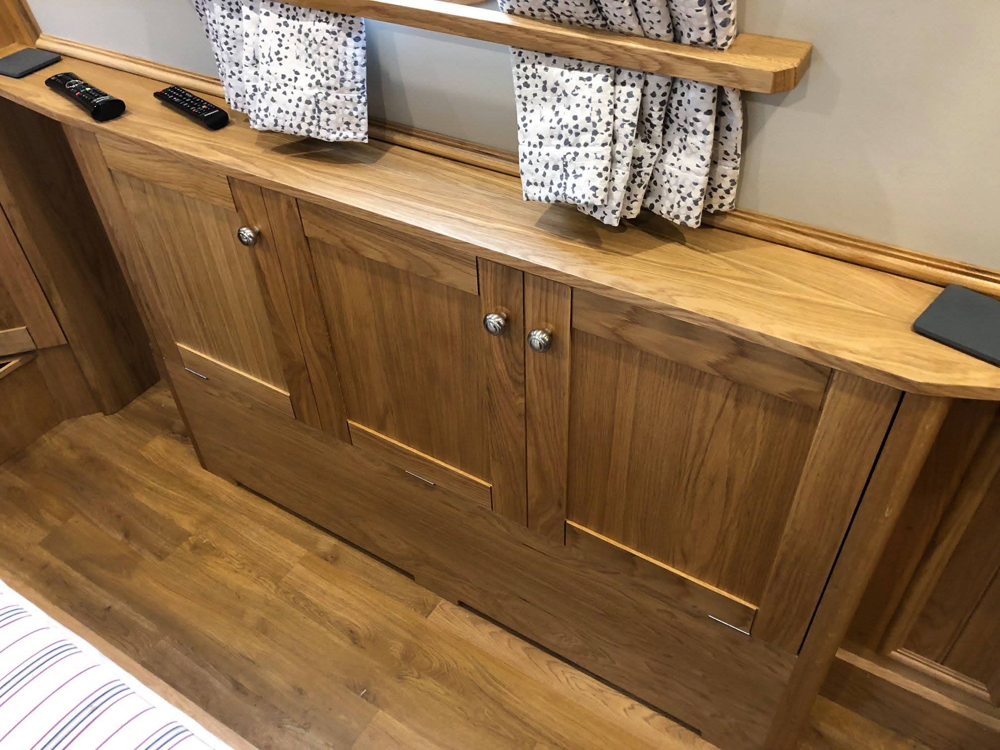 Bespoke Canal Boat Interior Woodwork Detail by Midway Boats Group.