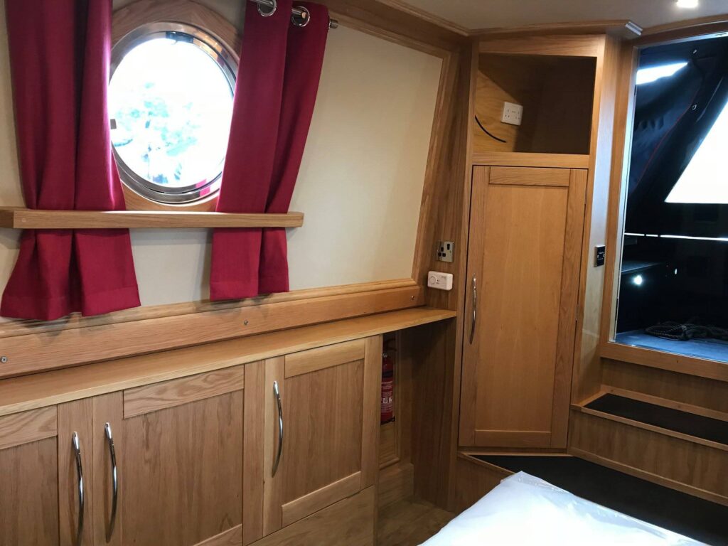 Bespoke Canal Boat Interior Woodwork Detail by Midway Boats Group.