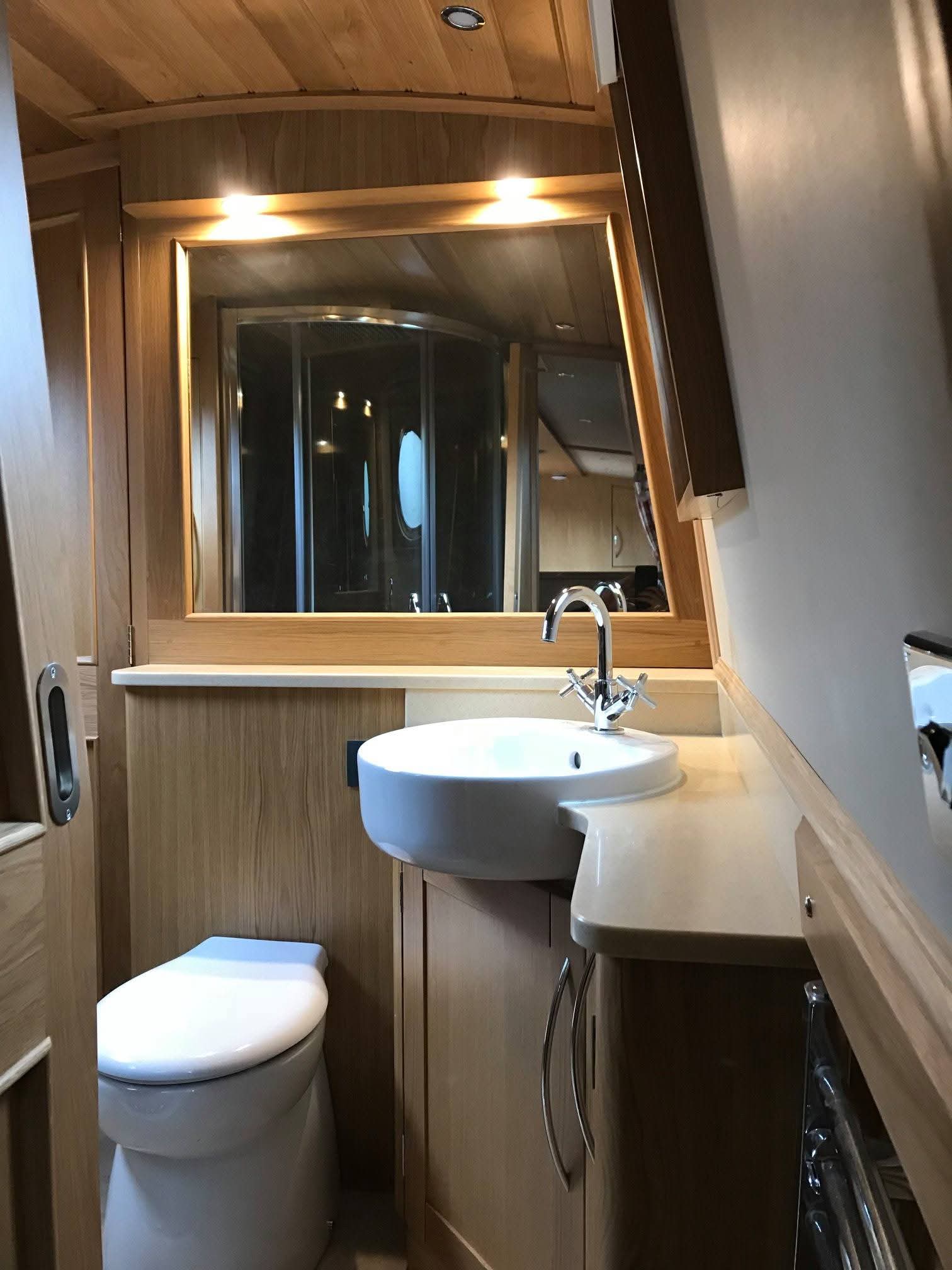 Narrowboat Bathroom Vanity and Interior Finish by Midway Boats Group.