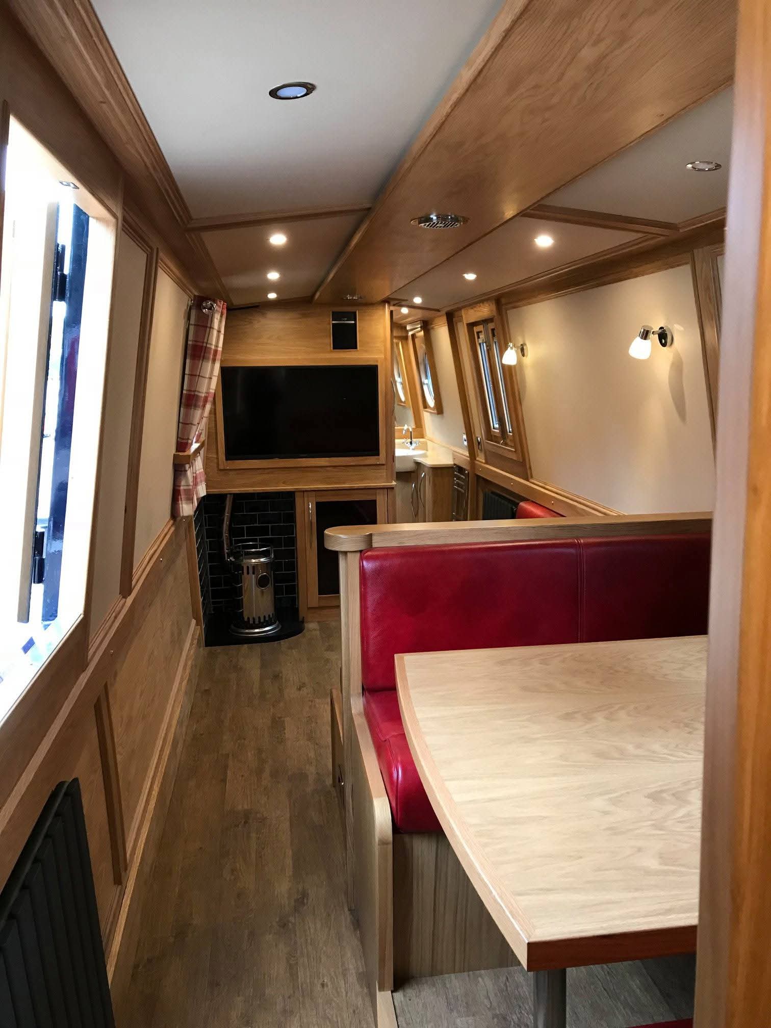 Narrowboat Saloon Seating and Interior Joinery by Midway Boats Group.