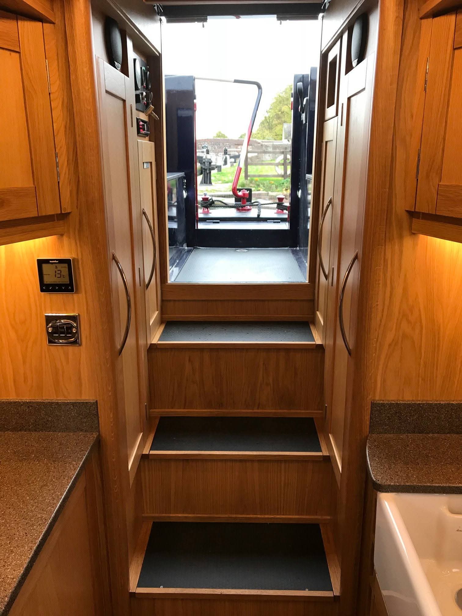 Bespoke Canal Boat Interior Woodwork Detail by Midway Boats Group.